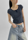 [MADE] Robeng Stripe Henley Neck Short Sleeve Tee