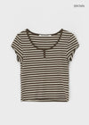 [MADE] Robeng Stripe Henley Neck Short Sleeve Tee