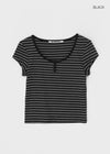 [MADE] Robeng Stripe Henley Neck Short Sleeve Tee