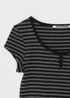 [MADE] Robeng Stripe Henley Neck Short Sleeve Tee