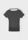 Bining Layered Stripe Halter Henley T-Shirt (S/S Ver.)