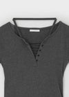 Bining Layered Stripe Halter Henley T-Shirt (S/S Ver.)