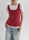 [MADE] Forpoon Frill Henley Neck Sleeveless Top