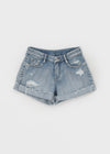 Ichion Roll-up Damage Denim Shorts