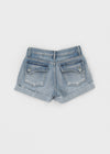 Ichion Roll-up Damage Denim Shorts