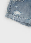 Ichion Roll-up Damage Denim Shorts