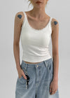 Dupong Lace Strap Sleeveless Top (Built-in Cap)