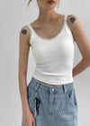 Dupong Lace Strap Sleeveless Top (Built-in Cap)