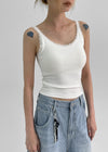 Dupong Lace Strap Sleeveless Top (Built-in Cap)