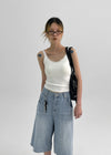 Dupong Lace Strap Sleeveless Top (Built-in Cap)