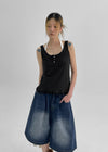 [MADE] Forpoon Frill Henley Neck Sleeveless Top