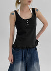 [MADE] Forpoon Frill Henley Neck Sleeveless Top