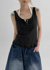 [MADE] Forpoon Frill Henley Neck Sleeveless Top