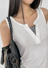 Bining Layered Stripe Henley Neck Sleeveless Tee (S/S Ver.)