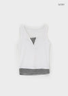 Bining Layered Stripe Henley Neck Sleeveless Tee (S/S Ver.)