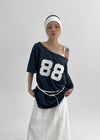Naichu Number Loose Fit Off-Shoulder Short Sleeve Tee