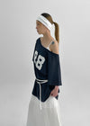 Naichu Number Loose Fit Off-Shoulder Short Sleeve Tee