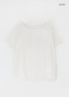 Naichu Number Loose Fit Off-Shoulder Short Sleeve Tee