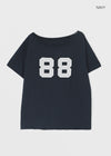 Naichu Number Loose Fit Off-Shoulder Short Sleeve Tee