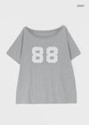 Naichu Number Loose Fit Off-Shoulder Short Sleeve Tee