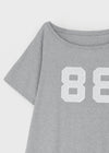 Naichu Number Loose Fit Off-Shoulder Short Sleeve Tee