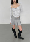 Kangson Banding Strap Flare Mini Skirt