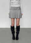 Kangson Banding Strap Flare Mini Skirt