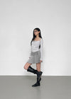 Kangson Banding Strap Flare Mini Skirt