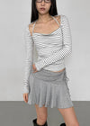 Kangson Banding Strap Flare Mini Skirt