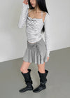 Kangson Banding Strap Flare Mini Skirt