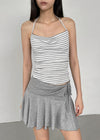 Kangson Banding Strap Flare Mini Skirt