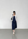 [MADE] Lapel Dot Sleeveless Long Dress