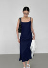 [MADE] Lapel Dot Sleeveless Long Dress