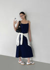 [MADE] Lapel Dot Sleeveless Long Dress