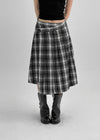 [MADE] Playit Check Pleated Wrap Midi Skirt