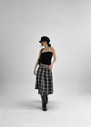 [MADE] Playit Check Pleated Wrap Midi Skirt