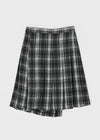 [MADE] Playit Check Pleated Wrap Midi Skirt