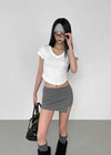 Rangtoon Banding Slit Mini Skirt Pants