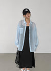 Keungnut Summer Stripe Sheer Oversized Shirt