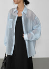 Keungnut Summer Stripe Sheer Oversized Shirt