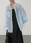 Keungnut Summer Stripe Sheer Oversized Shirt