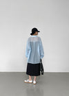 Keungnut Summer Stripe Sheer Oversized Shirt