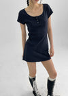 [MADE] Poca Henley-Neck Mini Dress
