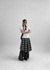 [MADE] Playit Check Pleated Wrap Midi Skirt