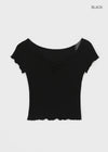 [MADE] Bellini Shirring V-Neck Short Sleeve Tee