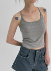 Beltum Semi-Crop Sleeveless Top (Built-in Cap)