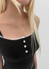 (SILVER 925) Blurky Silver Ball Star Necklace
