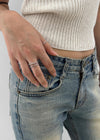 Toudel Silver 3-Piece Layered Ring Set