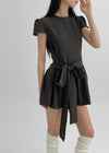 Benso Flare Ribbon Mini Dress