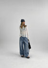 Cochon Stripe Wide Summer Denim Pants